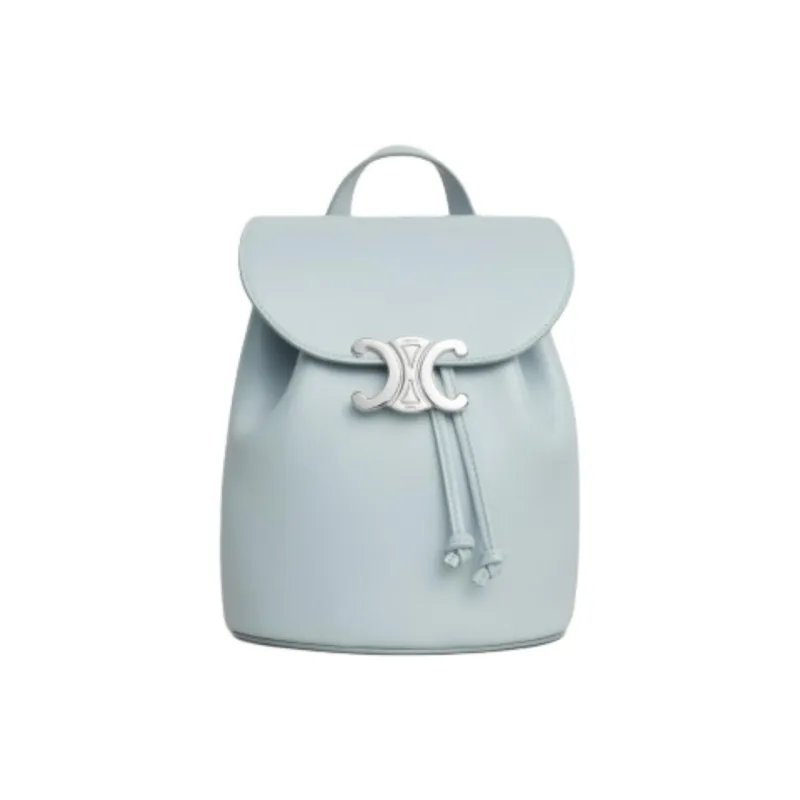 CELINE Triomphe Smooth Cow Leather Backpack Women's Ice Blue-0