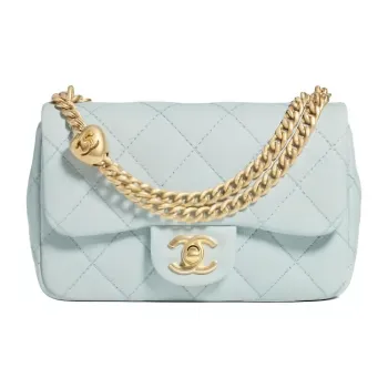 CHANEL Grain Cow Leather Flap Bag, Shoulder Bag, Crossbody Bag Mini Women's Mint Green