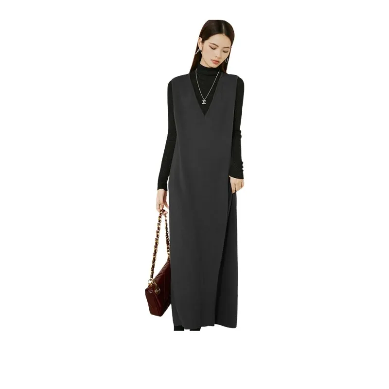 Late White Sleeveless Dress Women's Dark Gray-2