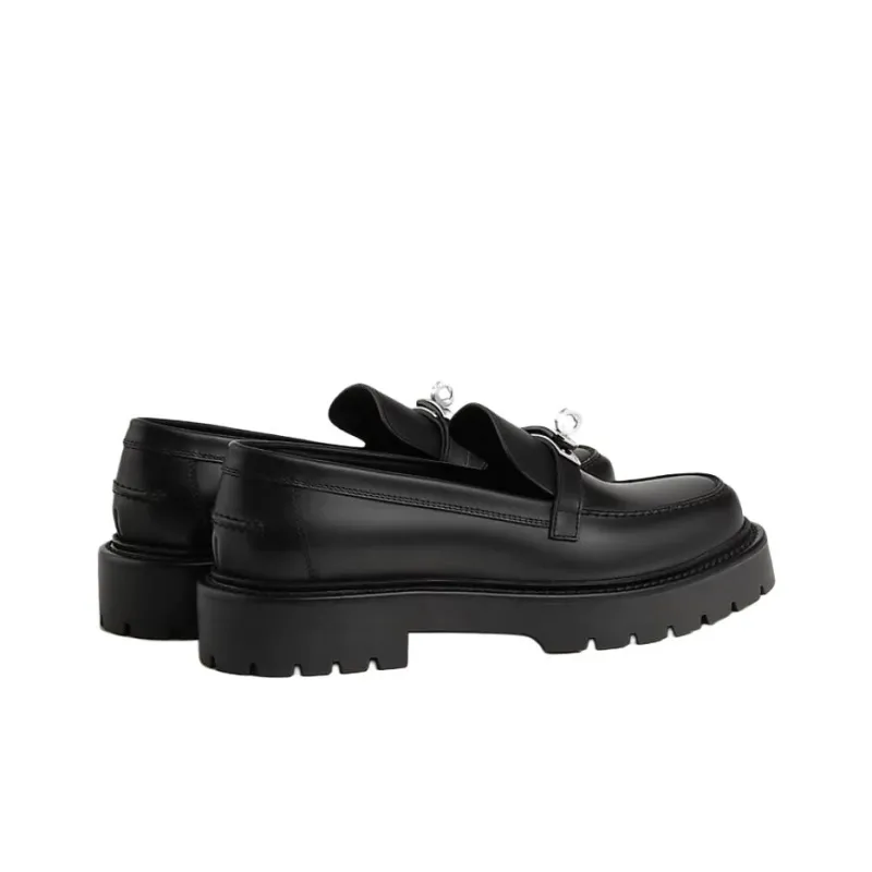 HERMES Icone Loafers 3cm Women's Black-3