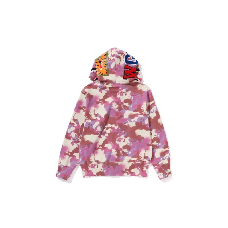 Bape Women's Map Camo Shark Full Zip Hoodie Pink-2
