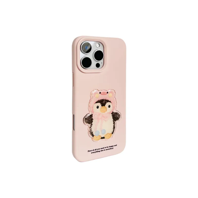 Wei Xin TPU Material Penguin Patch Blue Pink Phone Cases Compatible With IPhone 16/15 Pro Max/Apple 13/14 Pro/Max-1