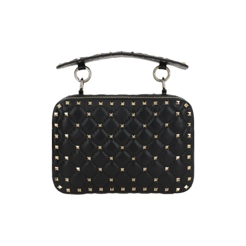 Valentino ROCKSTUD SPIKE Lambskin One Shoulder Handbags Women's Black-1