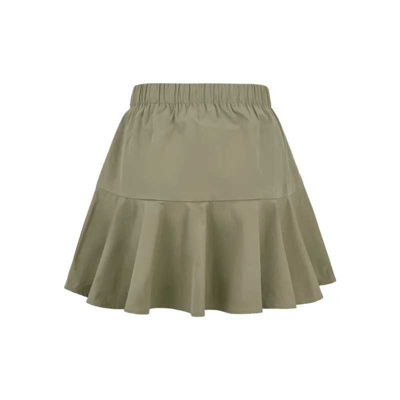 URBAN REVIVO Casual Short Skirts Women's Olive Green-1