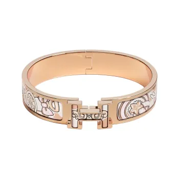 HERMES Enamel, Rose Gold Tone Plated Bangles Women's Gold