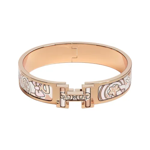 HERMES Enamel, Rose Gold Tone Plated Bangles Women's Gold