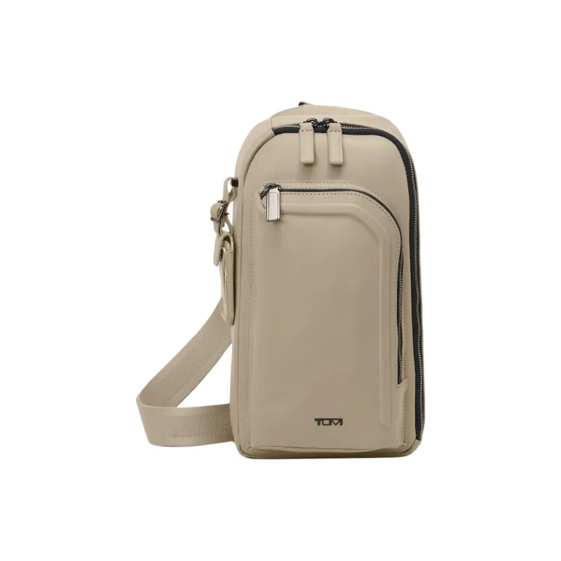TUMI Leather Crossbody Sling Bag Men's Stone Gray Stone Color-0