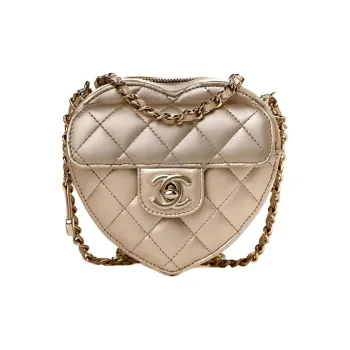 CHANEL 22SS Cow Leather Shoulder Bag, Crossbody Bag Trumpets Women's Gold