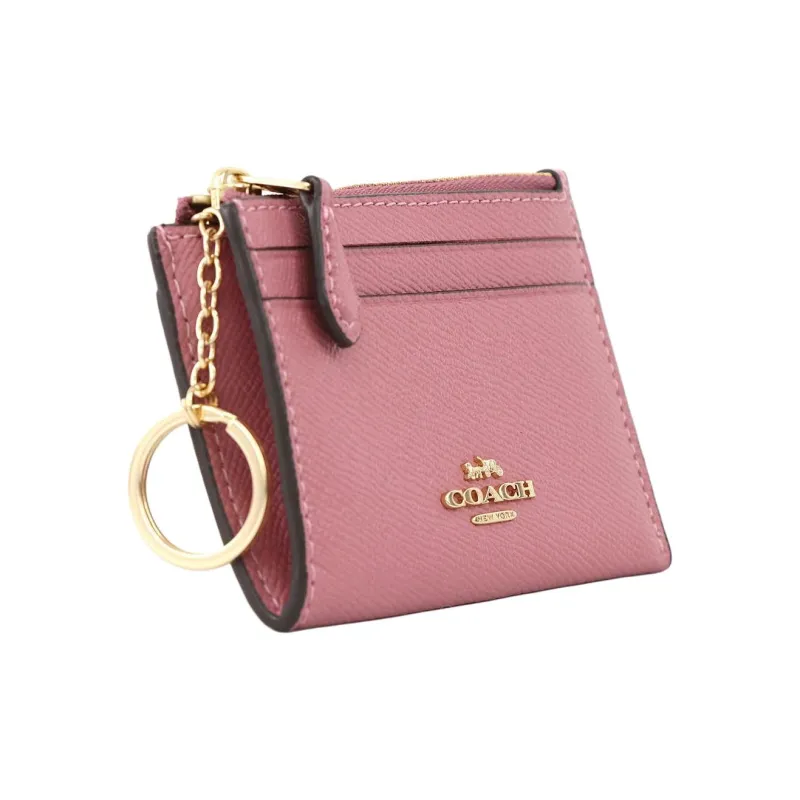 COACH Skinny Id Case Leather Card Holder Document Wallet Mini Women's Rose-1