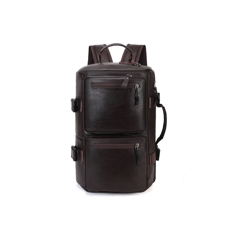 GEERDUN PU Backpack Unisex Black/Coffee-4