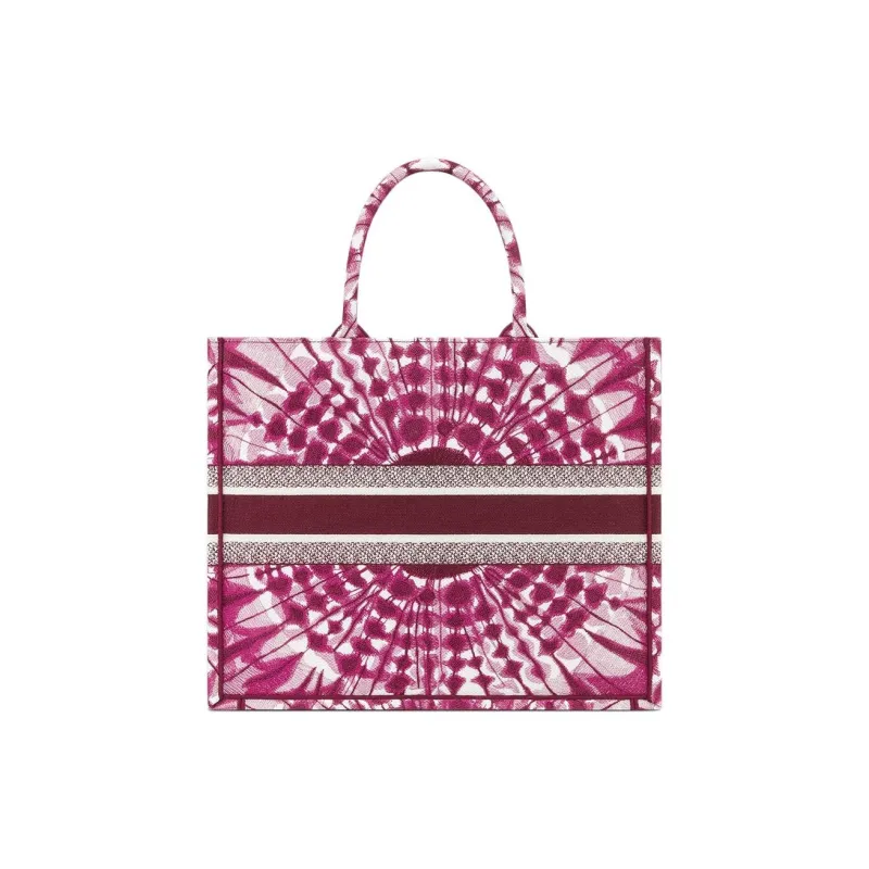 DIOR Miss Dior Cotton Tote Bag Shopping Bag Handbag Large Size Women's Purple-2