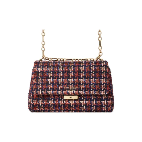 Kate Spade Carlyle Tweed Small Square Bag Crossbody Bag Shoulder Bag Medium Size Women's Red & Blue & White