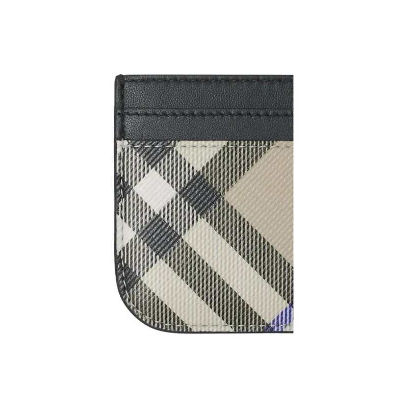 Burberry PU Polyurethane Card Holder Women's Gray-3