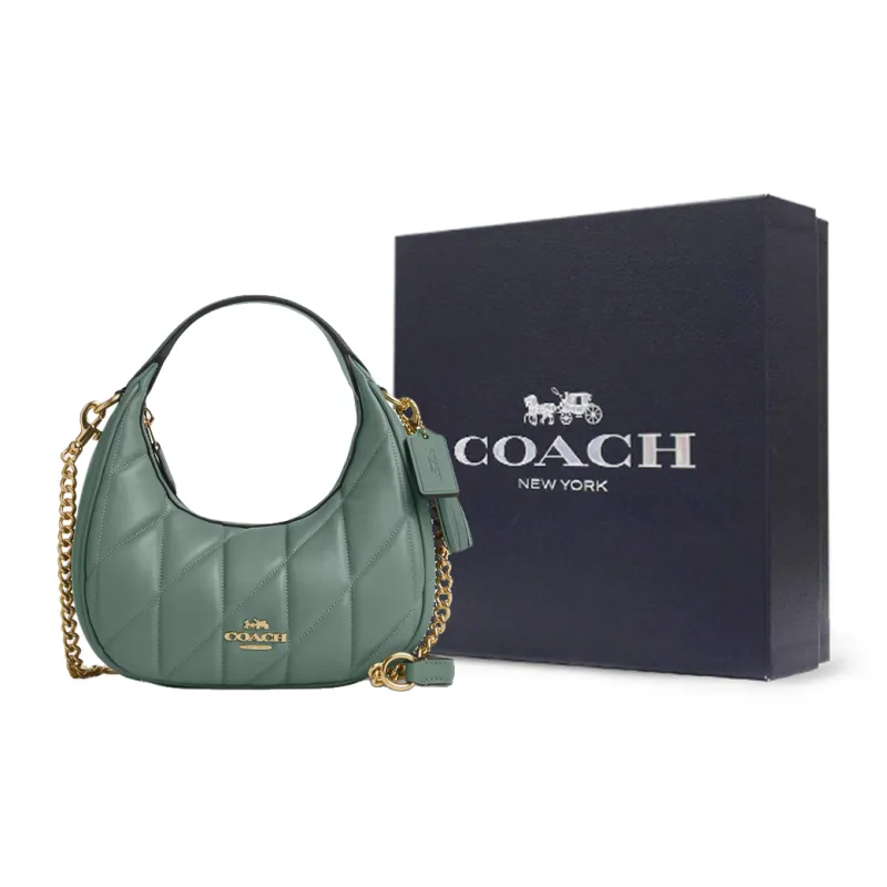 COACH CARMEN Nappa Leather One Shoulder Handbags Mini Women's Green-5