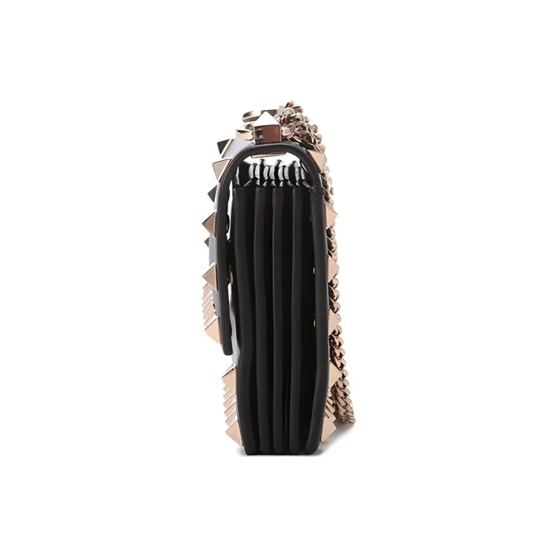 Valentino Leather Chain Bag, Shoulder Bag Women's Black-3
