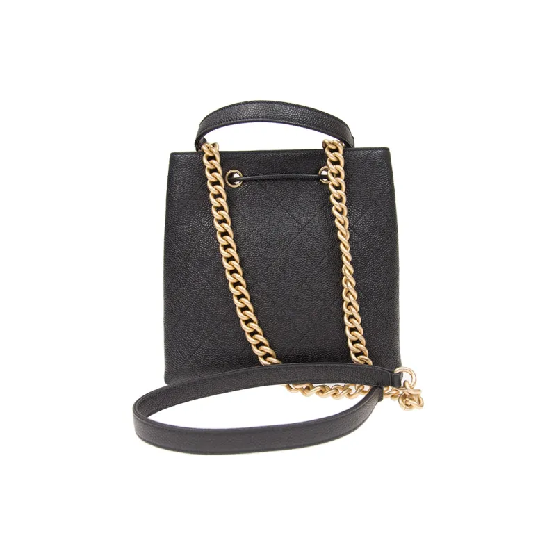 CHANEL Calfskin Bucket Bag, Shoulder Bag, Crossbody Bag Trumpets Women's Black-2