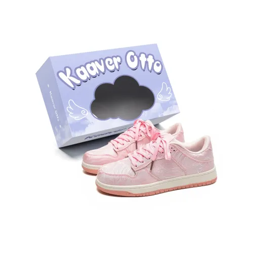 KAAVER OTTO Anti Slip And Wear Resistant Lightweight Balance Low Top Skateboard Shoes Unisex White Peach Pink