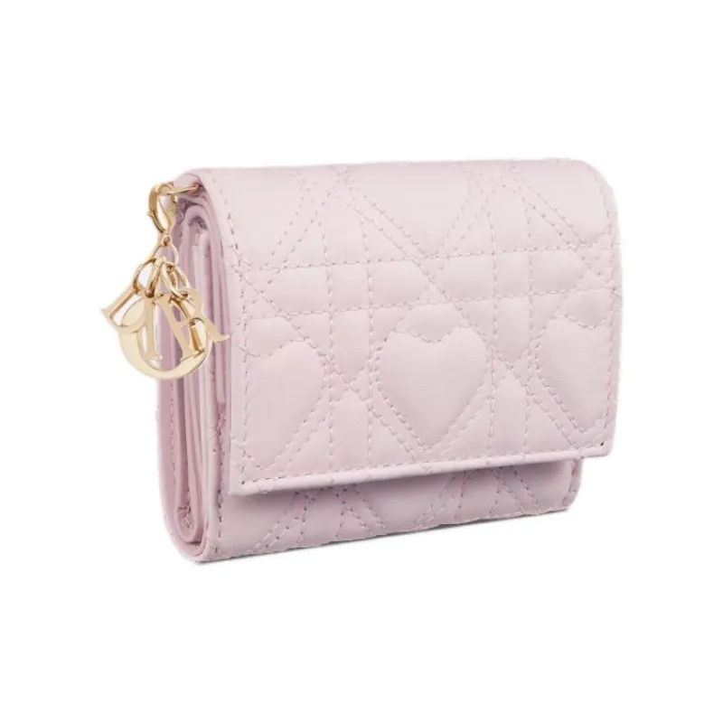 DIOR Dioramour DiorLady Dior Lambskin Wallet Women's Light Pink-1