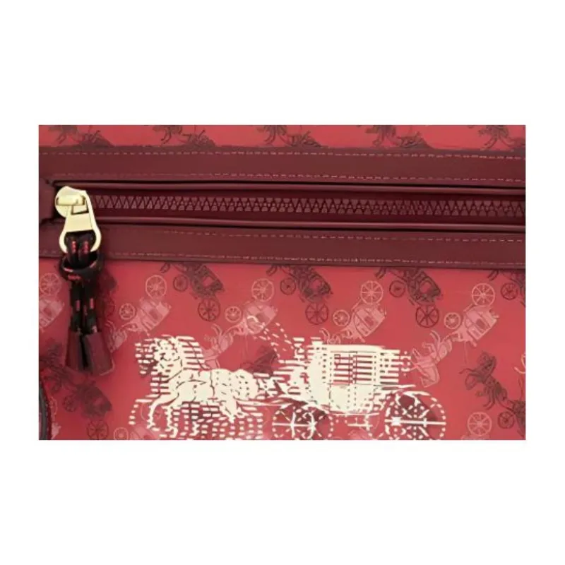 COACH Gallery Canvas Clutch Small Size Women's Red-5