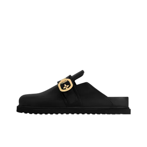 LOUIS VUITTON Cosy Comfort Closed Toe Slippers Women's Black
