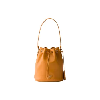 PRADA Leather Bucket Bags Shoulder Bag Crossbody Bag Handbag Mini Women's Amber