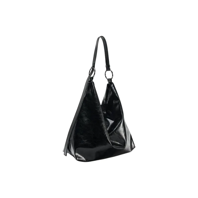 ZARA Polyurethane PU Handbag Shoulder Bag Women's Black-4