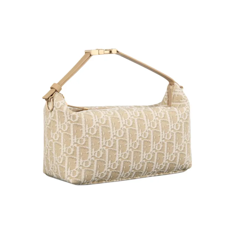 DIOR Travel Cotton One Shoulder Handbags Medium Size Women's Natural-1