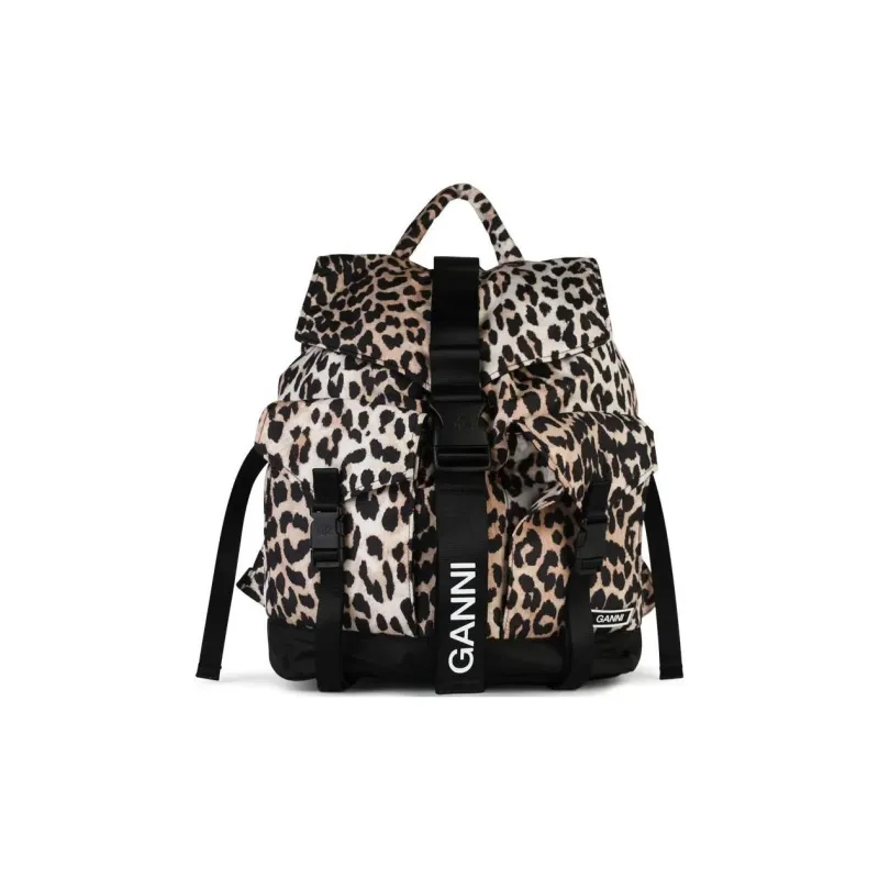 GANNI Leopard Printed Drawstring Backpack-2