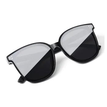 VEGOOS TR/Memory Plastic Square Sunglasses Unisex Black Frame