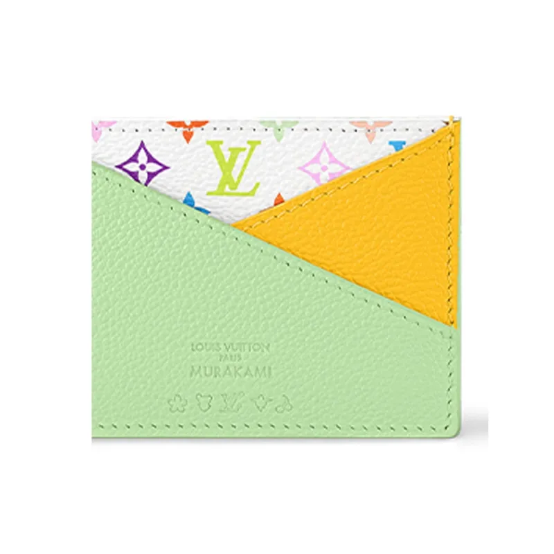 LOUIS VUITTON X Takashi Murakami Criss Cross Card Holder Multicolored/Green Tea/Gingko Yellow-4
