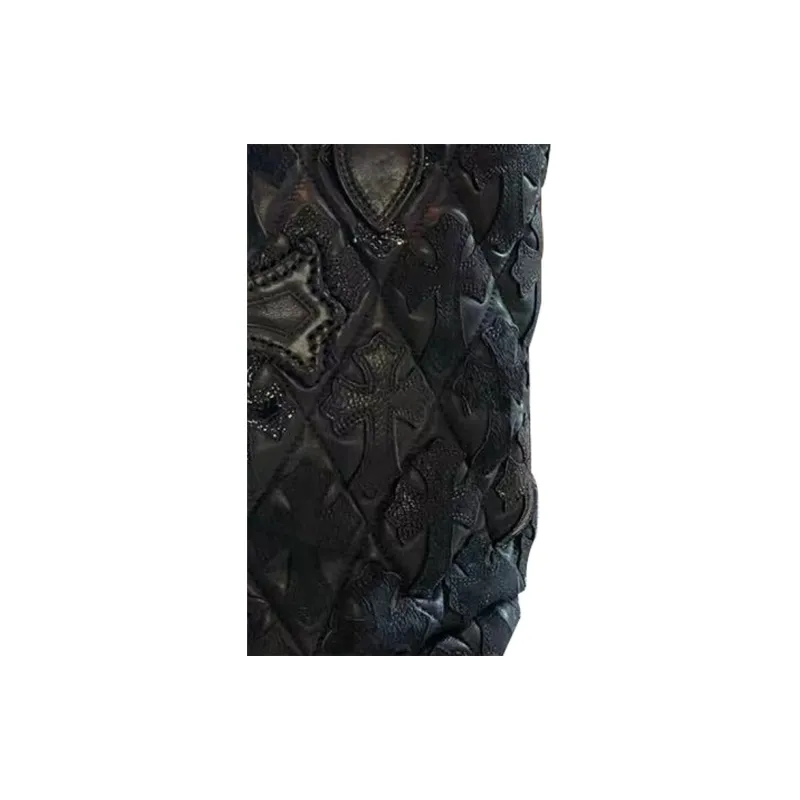Chrome Hearts Leather Tote Bag Shopping Bag Shoulder Bag Handbag Women's Black-3