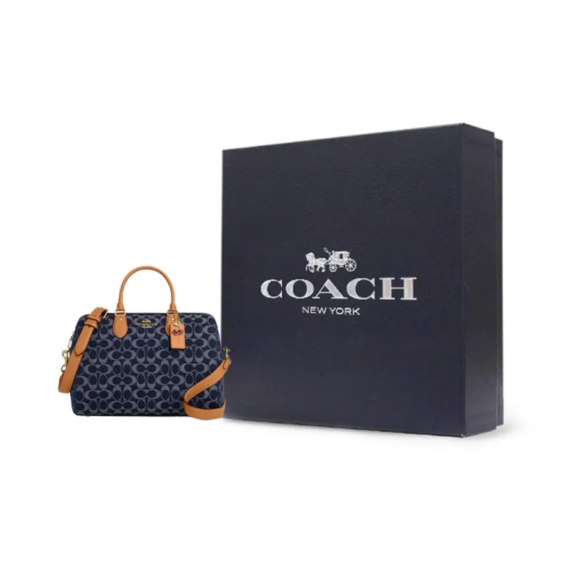 COACH Rowan Fabric Shoulder Bag Crossbody Bag Handbag Large Size Women's Blue-6