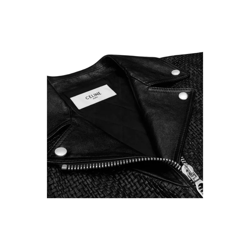 CELINE Straight cut Blouson Jacket In Waxed Lambskin-5