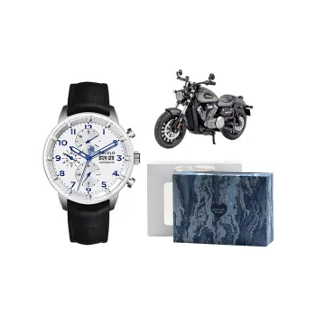 OBLVLO Automatic Mechanical Movement Leather Watch Bands Watch Men's Watches White Dial
