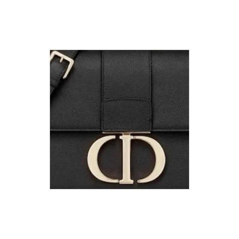 DIOR 30 Montaigne Embossed Grain Texture Cow Leather Monsta Bag Box Bag Shoulder Bag Crossbody Bag Women's Black-3