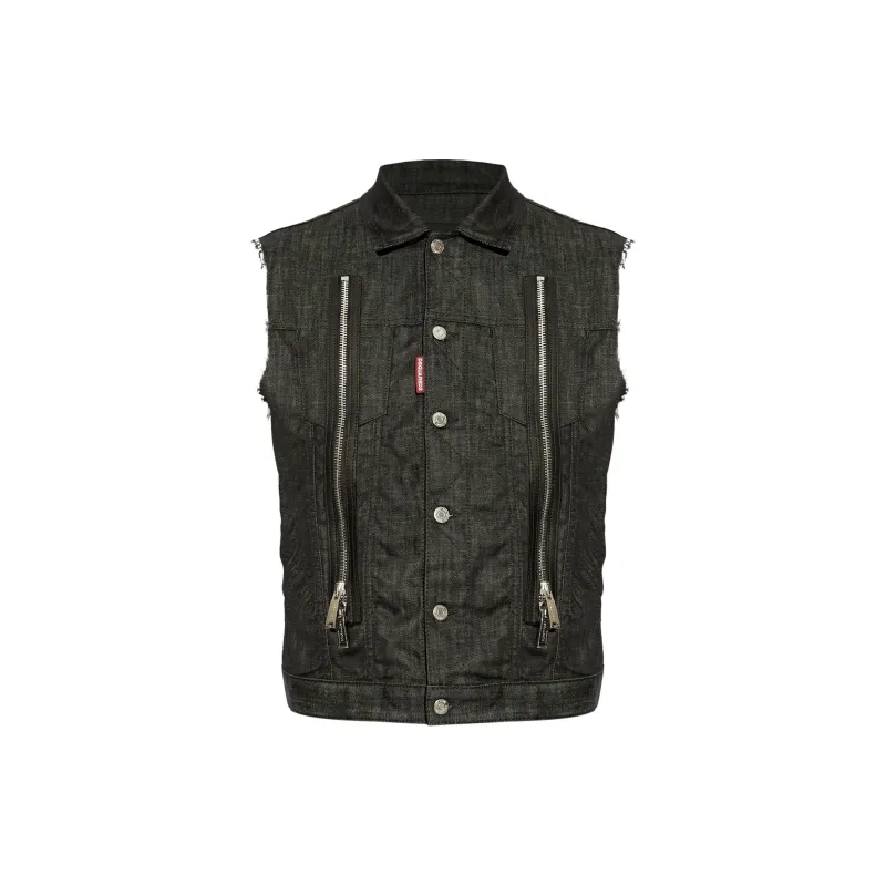 DSQUARED 2 Frayed Edge Denim Vest-0