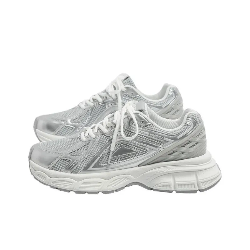 HUANQIU Durable Warm Low Top Chunky Sneakers Men's Silver-2