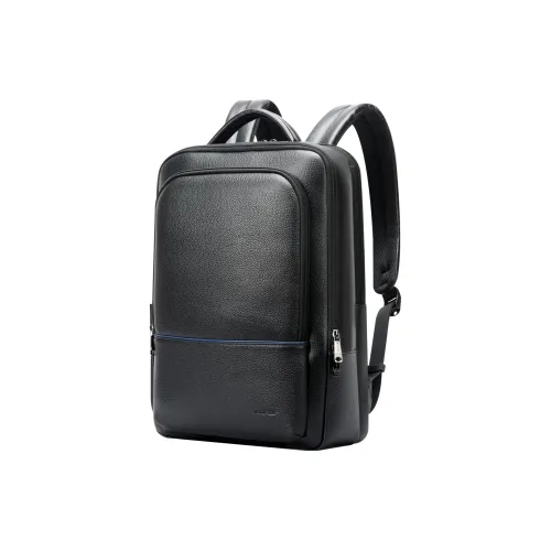 BOPAI Top Grain Cow Leather Travel Laptop Bags Backpacks Backpack Large Size Men's Black