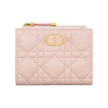 DIOR Caro Cow Leather Wallet Women's Pink