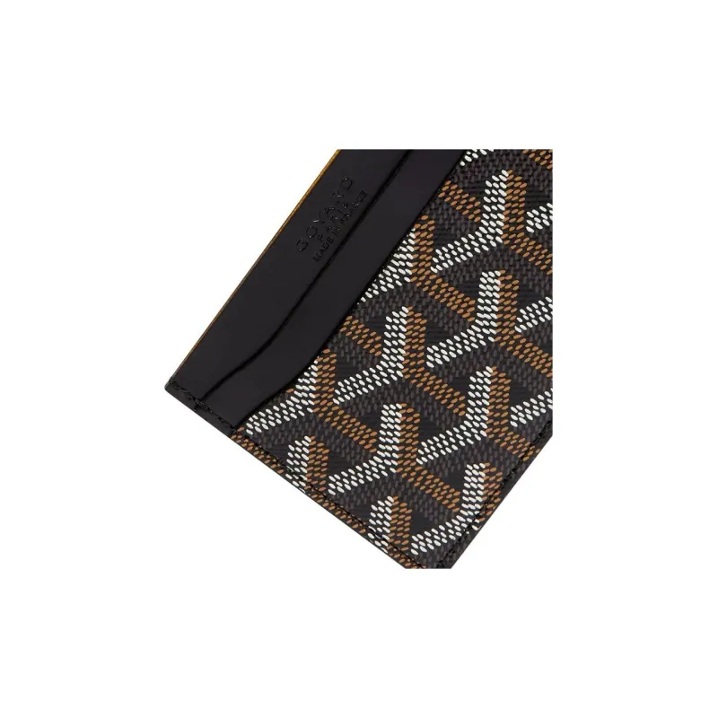 GOYARD Saint-Sulpice Canvas With Leather Dog's Teeth Card Clip Card Holder Unisex Black Spells Orange Small Hearts-1