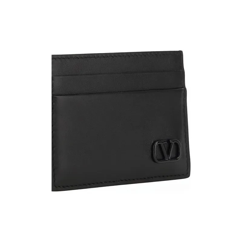 Valentino GARAVANI Cow Leather Wallets Card Holders Men's Black-3