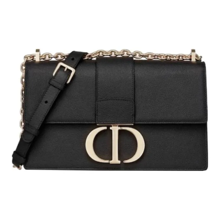 DIOR 30 Montaigne Embossed Grain Texture Cow Leather Monsta Bag Box Bag Shoulder Bag Crossbody Bag Women's Black-0