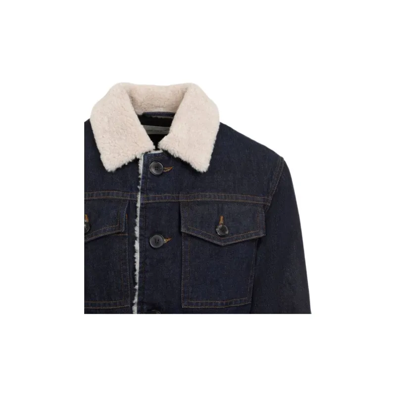 DRIES VAN NOTEN Faux Fur Collar Denim Jacket-6