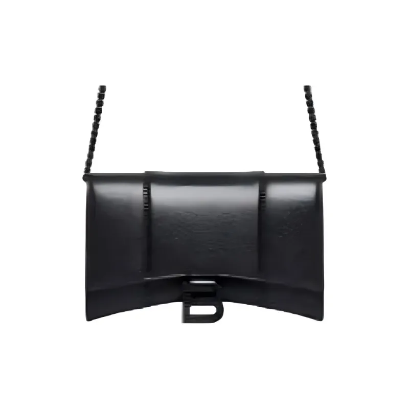 Balenciaga Hourglass Crocodile Pattern Embossed Cow Leather Shoulder Bag Crossbody Bag Wallet Women's Black-0