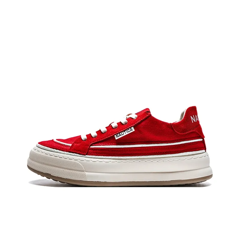 NAUTICA Coverage Anti Slip Wear Resistant Lightweight Breathable Height Increasing Low Top Skateboard Shoes Women's Red-1