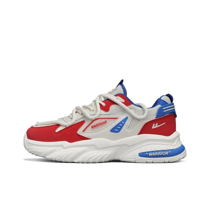 Warrior Durable Breathable Lightweight Low-Top Chunky Sneakers Men's Beige Red Blue-1