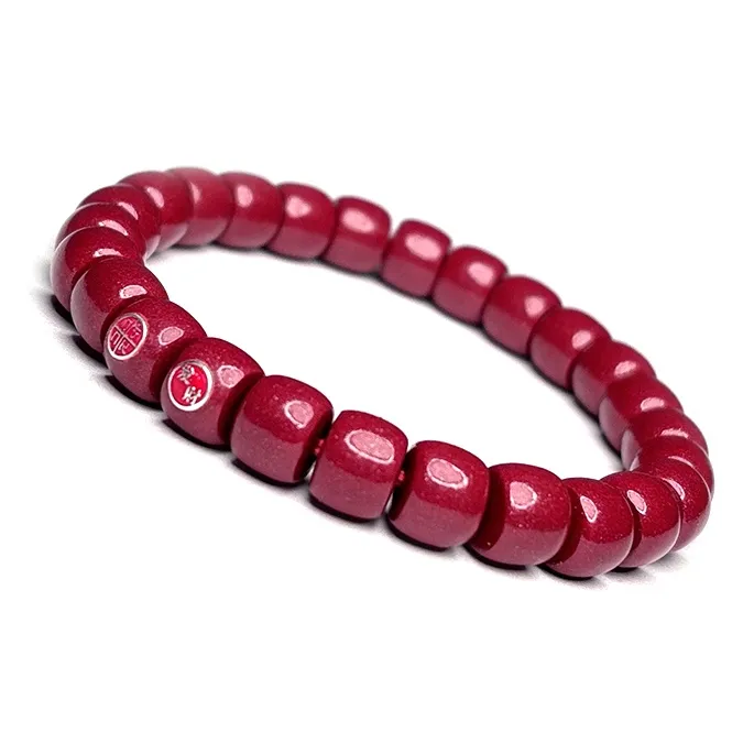 MOUNTAINS AND MANS Cinnabar New Chinese Style Good Luck Beaded Bracelet Unisex-1