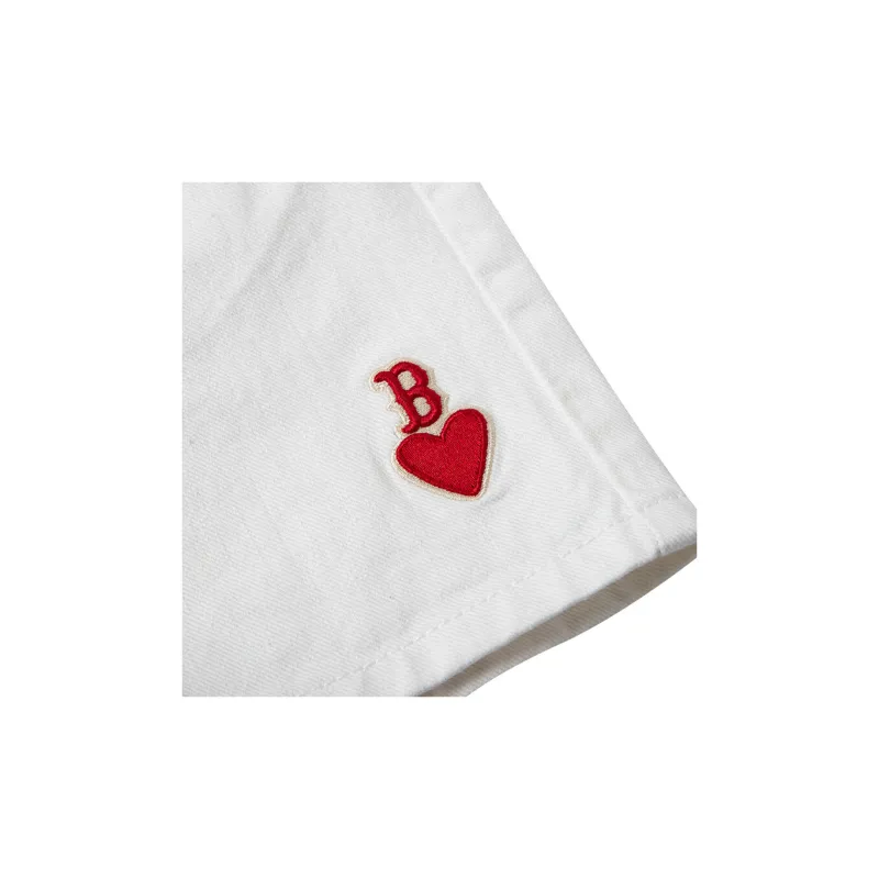 MLB SS23 Heart Heart Series Denim Shorts Women's White-6