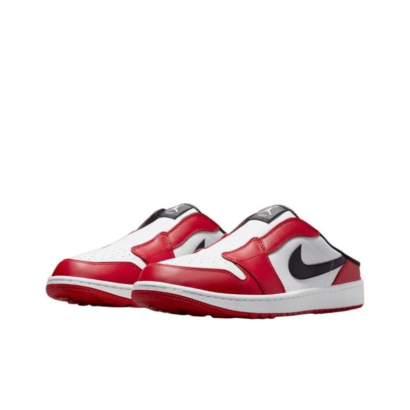 Jordan Air Jordan 1 Anti Slip Wear Resistant Low Top Golf Shoes Men's Red White-2