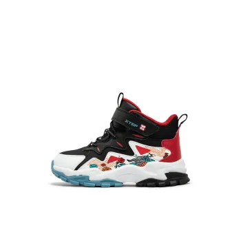 XTEP Wear Resistant Support High Top Kids Lifestyle Shoes Black T Step White Challenge Red Children Aged 3 7 Years Old
